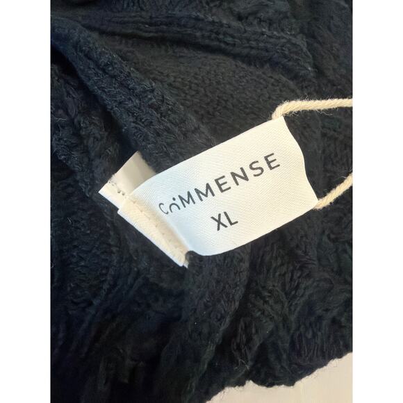 Commense Bow Knotted Cropped Cable Knit Cardigan Girly Cozy Black NWT XL - Picture 5 of 5